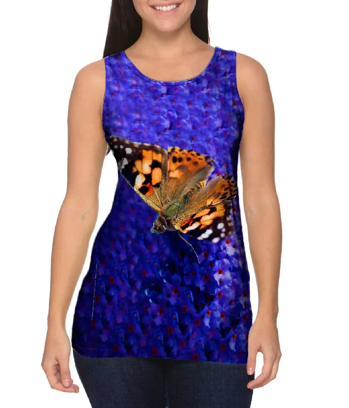 Plus Size Women's Ruffled Hem Tank Tops with Floral PrintsSwift Orange Butterfly