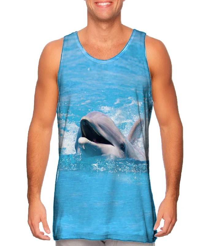 V - Neck Women's Moisture - Wicking Tank Tops for RunningSwimming Dolphin