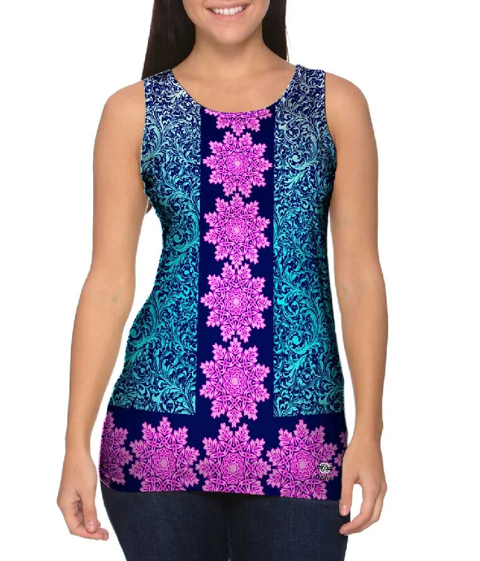 Women's Longline Tank Tops with Abstract PrintsSwirly Flower Parade