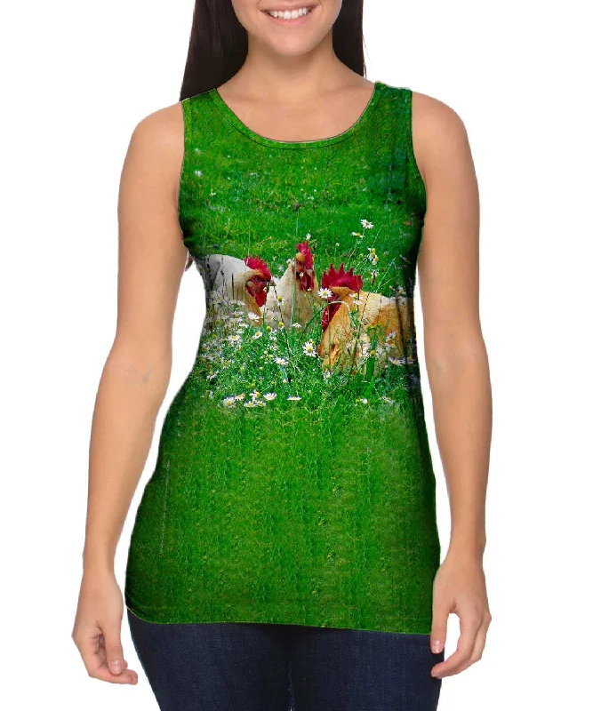 Plus Size Women's Side - Slit Tank Tops in Metallic ShadesTalking Chickens