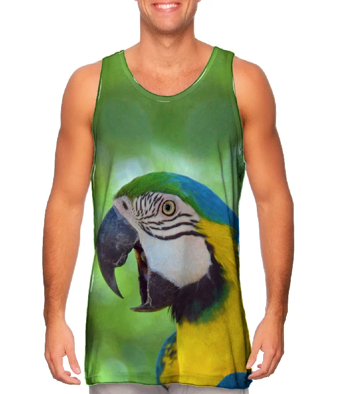 Women's Button - Down Tank Tops in Striped PatternsTalking Parrot