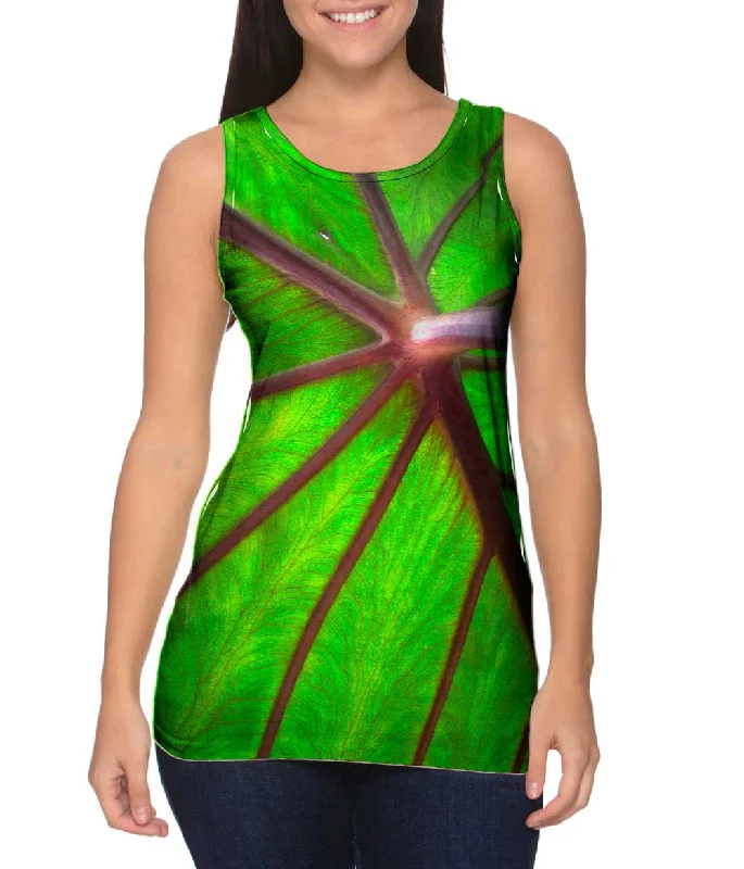 Plus Size Women's Side - Slit Tank Tops in Metallic ShadesTaro Leaf Underside