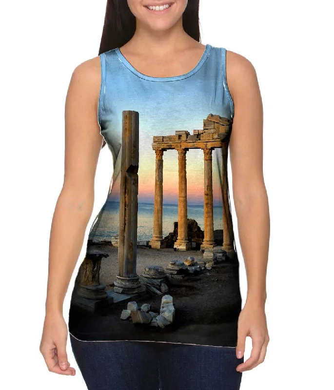 Plus Size Women's Side - Slit Tank Tops in Metallic ShadesTemple Of Apollo