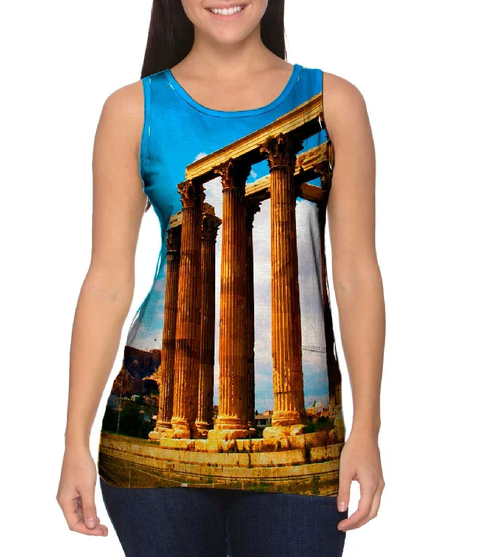 Plus Size Women's Puff - Sleeve Tank Tops in Pastel HuesTemple Of Olympian - Zeus