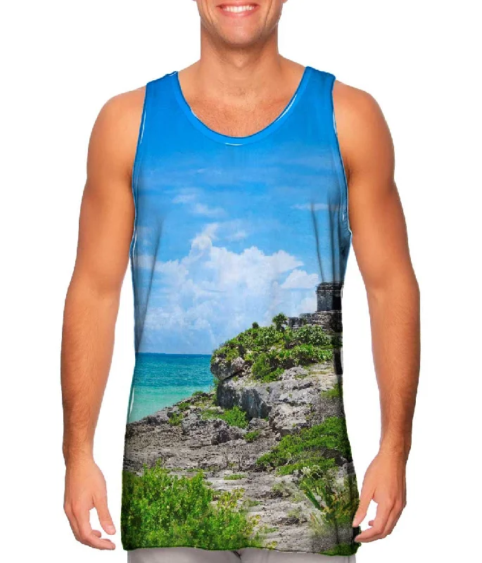 V - Neck Women's Moisture - Wicking Tank Tops for RunningTemple Of The Wind God Tulum Mexico