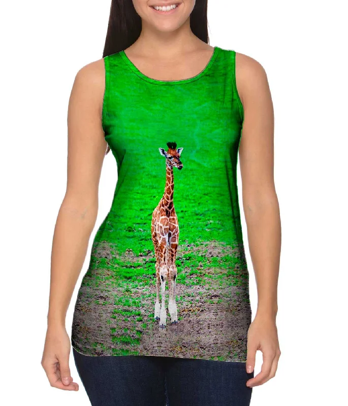 Plus Size Women's Puff - Sleeve Tank Tops in Pastel HuesTender Giraffe