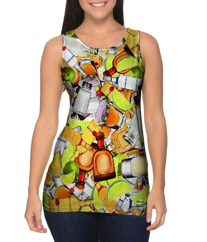 Women's Button - Down Tank Tops in Striped PatternsTequila Shots Type Of Night