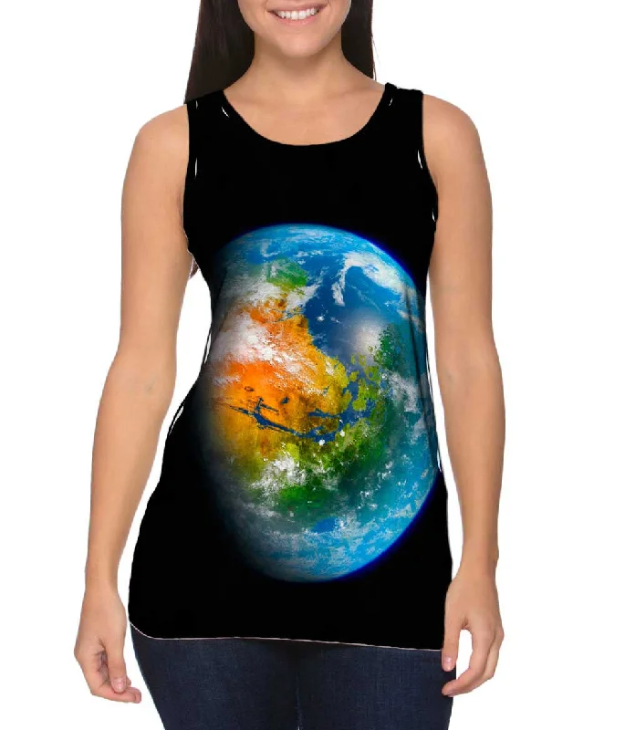 Plus Size Women's Criss - Cross Back Tank Tops in Neon ColorsTerraformed Mars Globe Realistic Space