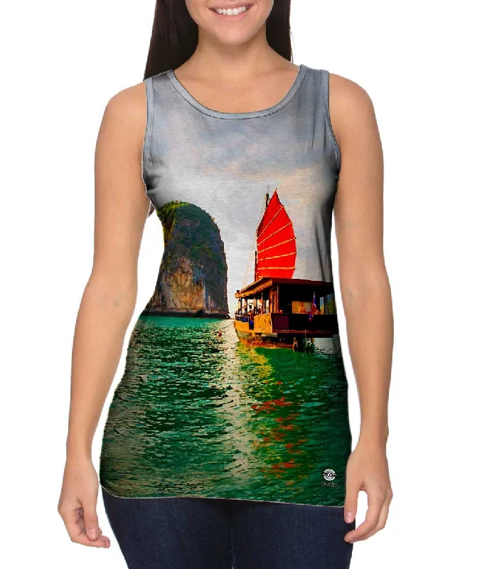 Women's Longline Tank Tops with Abstract PrintsThailand Wild Paradise