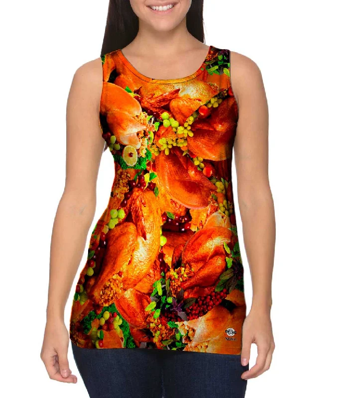 V - Neck Women's Moisture - Wicking Tank Tops for RunningThanksgiving Turkey