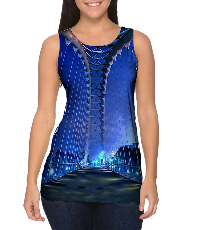 Plus Size Women's Side - Slit Tank Tops in Metallic ShadesThe Arch Bridge