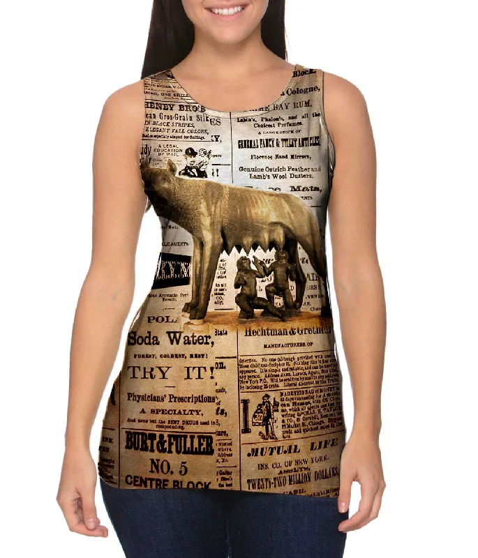 Plus Size Women's Puff - Sleeve Tank Tops in Pastel HuesThe Capitoline Wolf