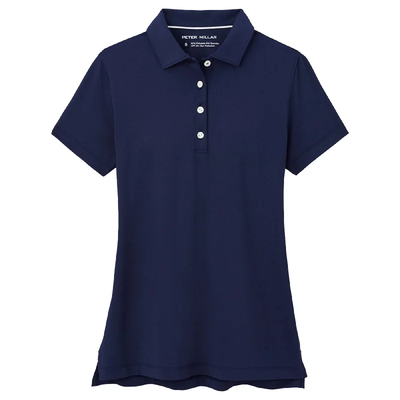 Long - sleeve polo shirt in lightweight polyester for layeringWomens Button Polo Navy - 2024