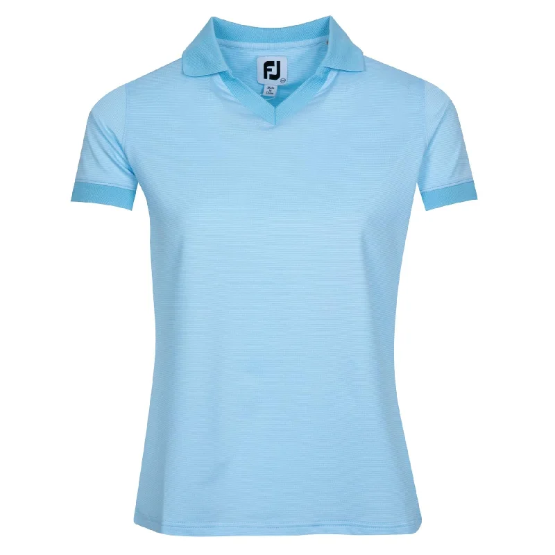 Polo shirt with a detachable hood for added versatilityWomens Short Sleeve Open Collar Light Blue - AW24