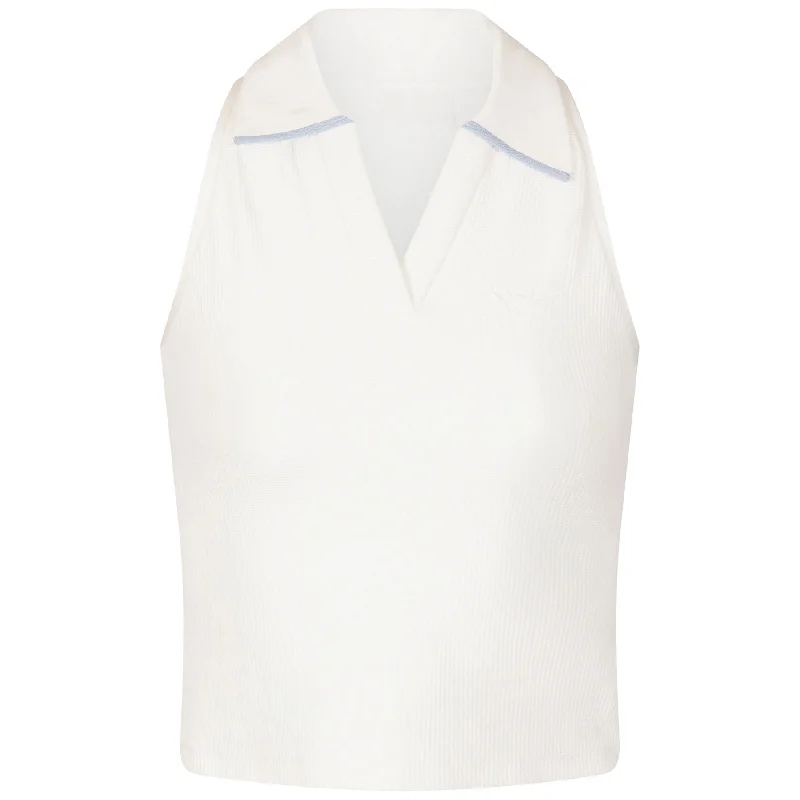 School uniform - style polo shirt with a specific logoWomens V-neck Cropped Sleeveless White - W23