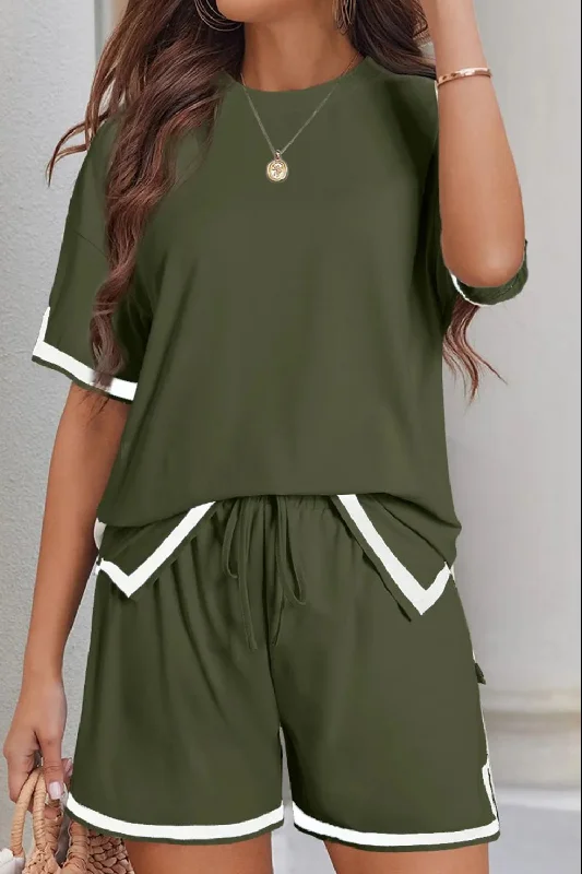 Sleeveless Bodysuits for a Cool and Casual Summer LookRound Neck Half Sleeve Top and Shorts Set